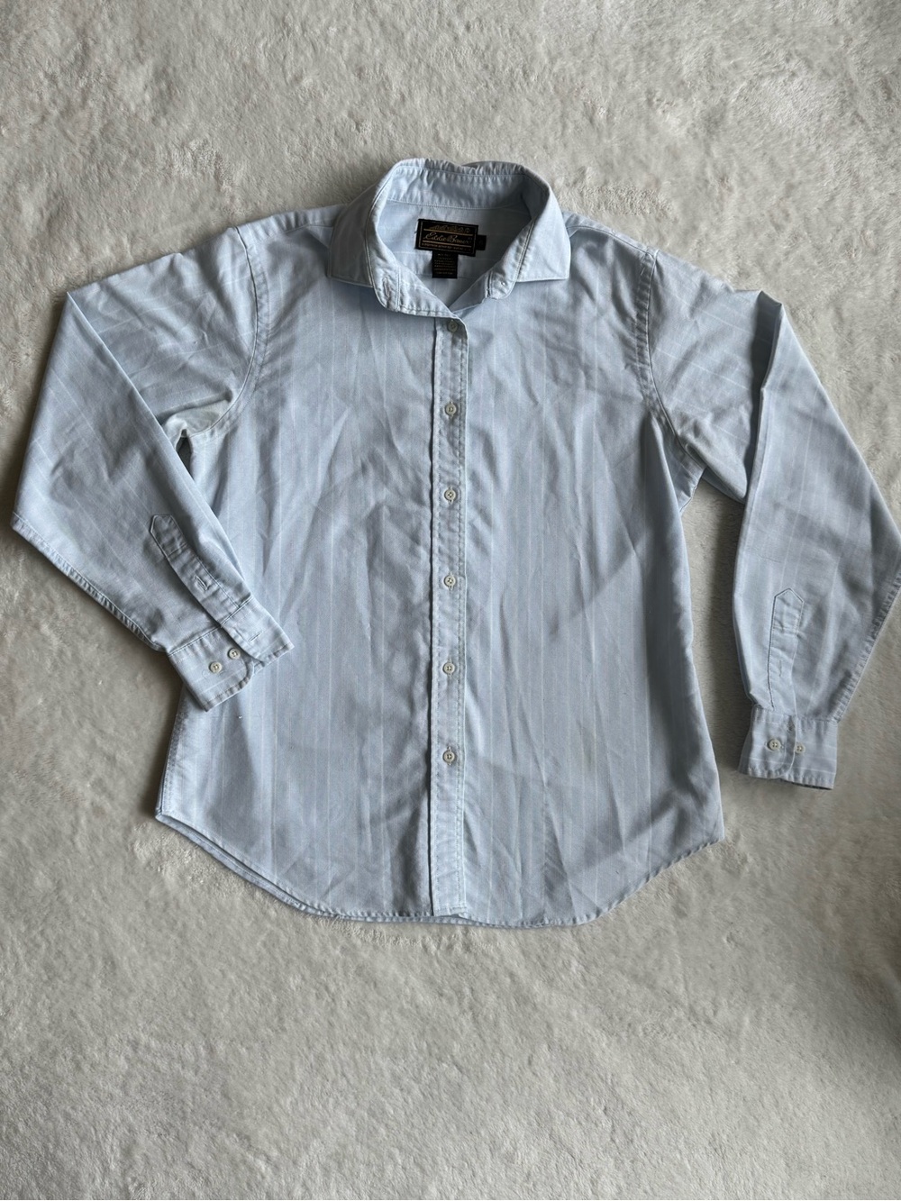 Eddie Bauer Expedition Outfitter Blue Multicolor Stripe Button-Up Shirt — Size 6